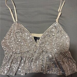 Sequin Silver Women's Top size medium